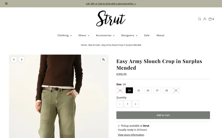 /collections/new-arrivals/products/easy-army-slouch-crop-in-surplus-mended — Strut Boutique