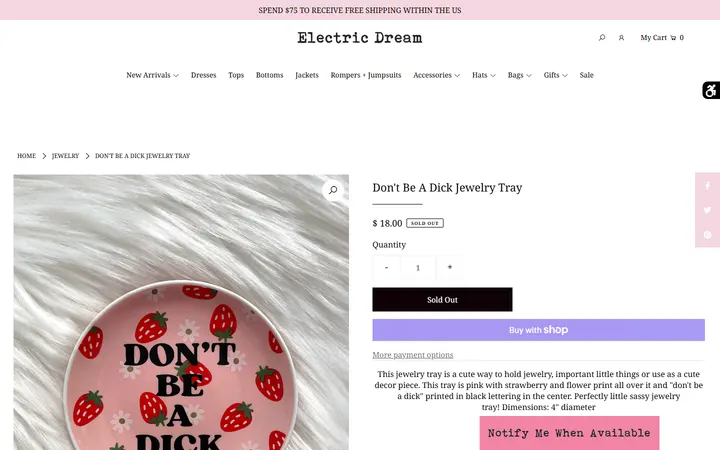 /collections/jewelry/products/dont-be-a-dick-jewelry-tray — Electric Dream Boutique | Women's Clothing | Vintage | Gifts | Dresses | Accessories
