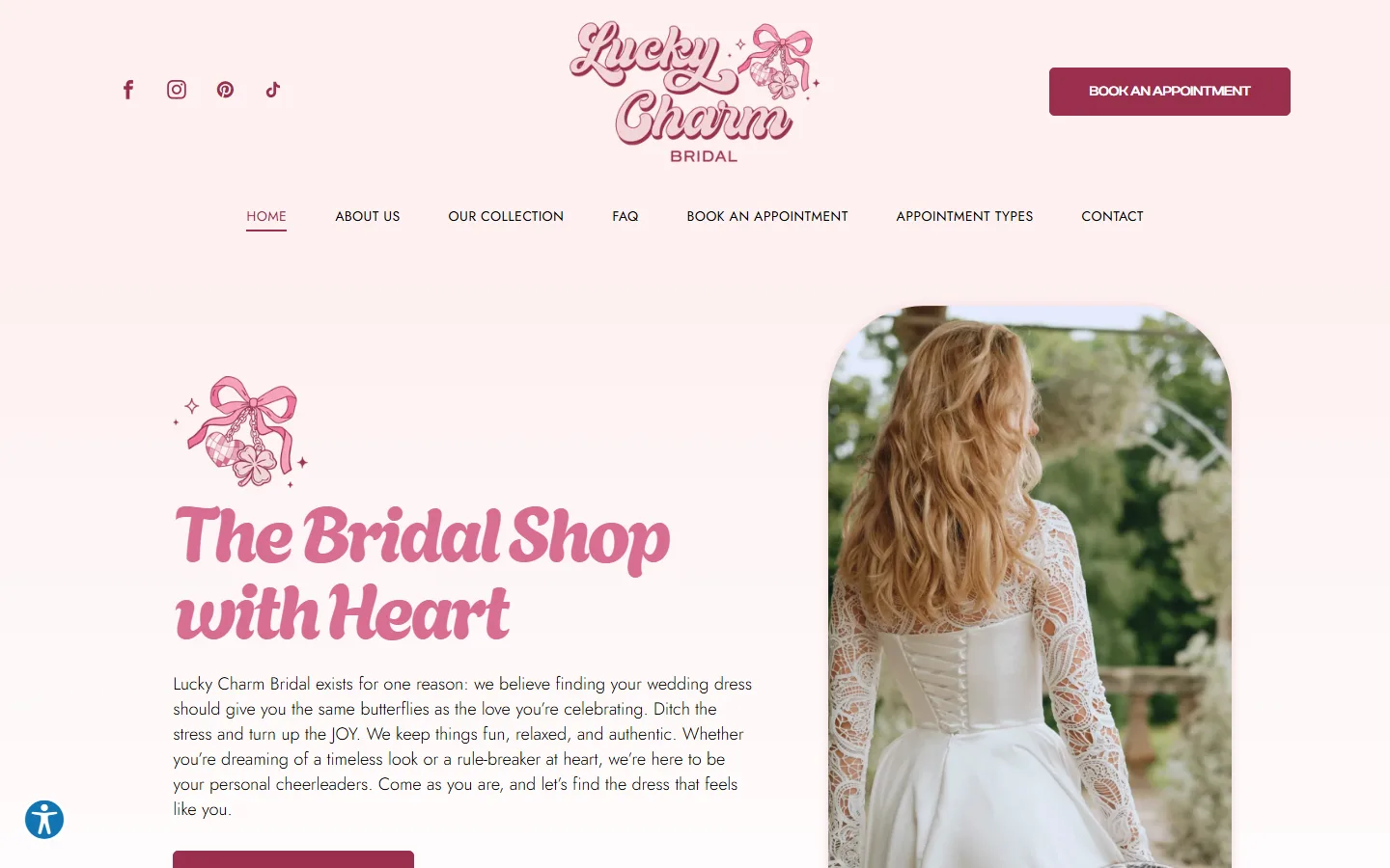 Captured website of Lucky Charm Bridal