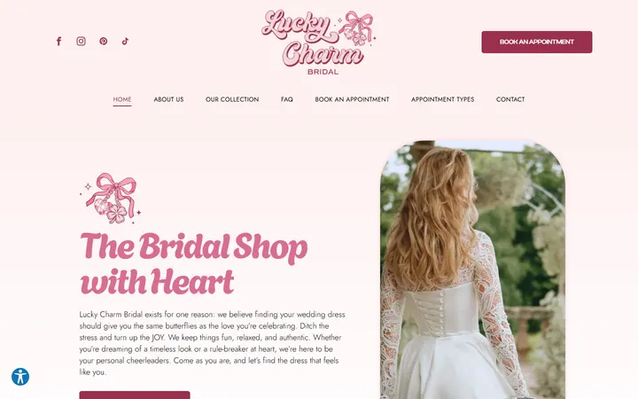 Website of Lucky Charm Bridal