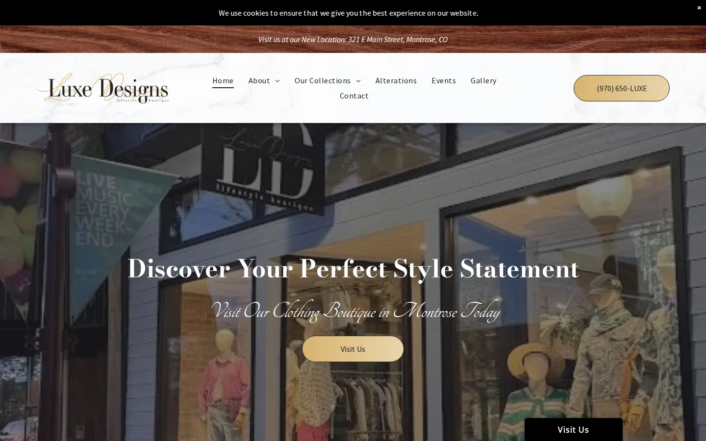 Captured website of Luxe Designs~A Lifestyle Boutique