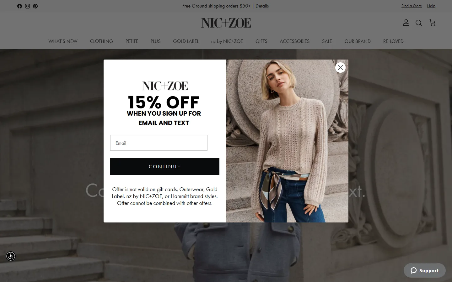Captured website of NIC+ZOE