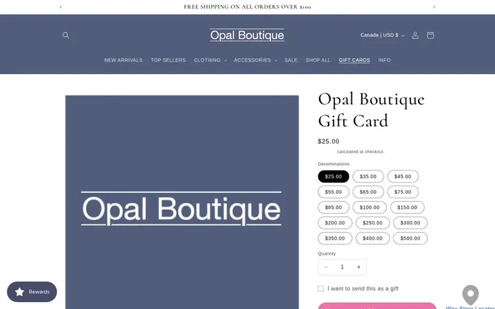 /products/opal-boutique-gift-card — Opal Boutique