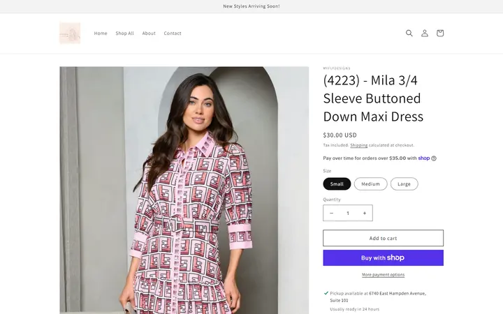 /products/4223-3-4-sleeve-buttoned-down-maxi-dress — Fly Designs Boutique