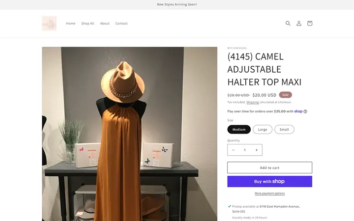 /products/camel-adjustable-halter-top-maxi — Fly Designs Boutique