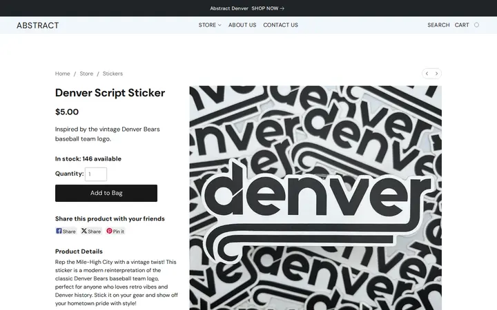 /products/Denver-Script-Sticker-p665528462 — Abstract Denver