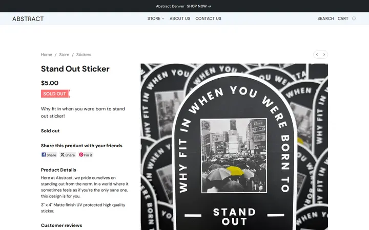 /products/Stand-Out-Sticker-p665528216 — Abstract Denver