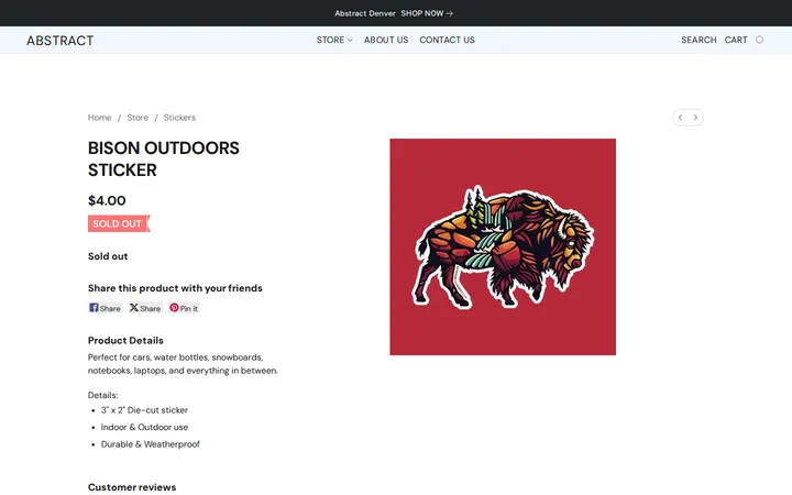 /products/BISON-OUTDOORS-STICKER-p665540184 — Abstract Denver