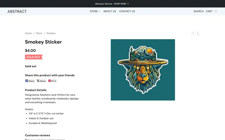 /products/Smokey-Sticker-p665540406 — Abstract Denver