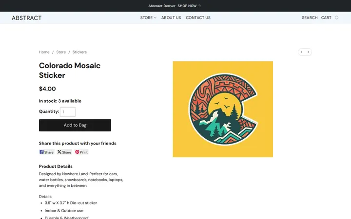 /products/Colorado-Mosaic-Sticker-p665542733 — Abstract Denver