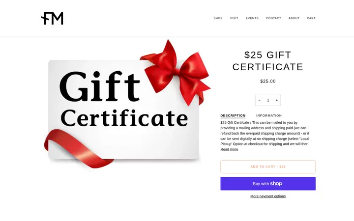 /products/25-gift-certificate — FM
