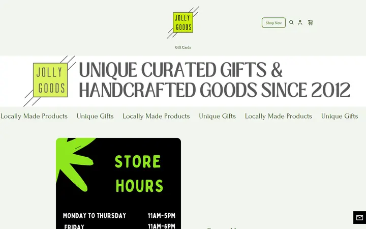 Website of Jolly Goods: Unique Curated Gifts & Handcrafted Goods