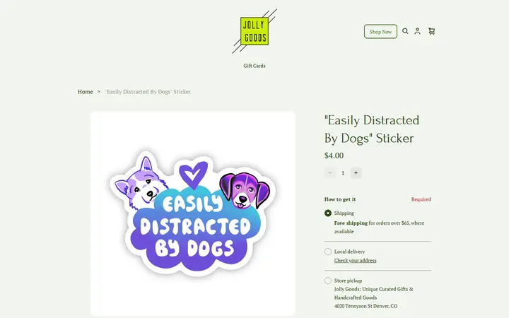/product/-easily-distracted-by-dogs-sticker/13003 — Jolly Goods: Unique Curated Gifts & Handcrafted Goods