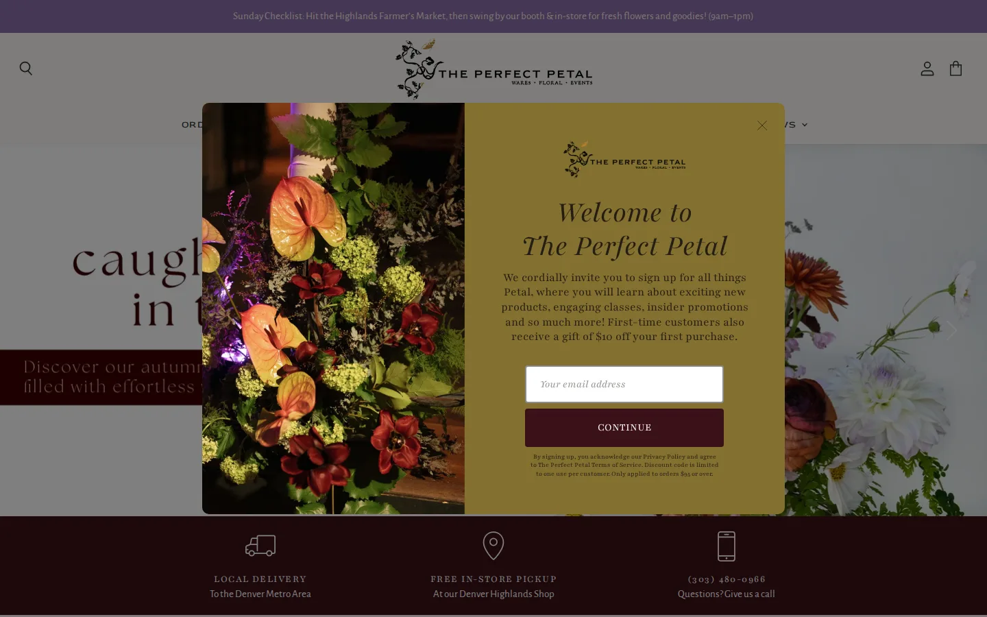 Captured website of The Perfect Petal | Denver Florist