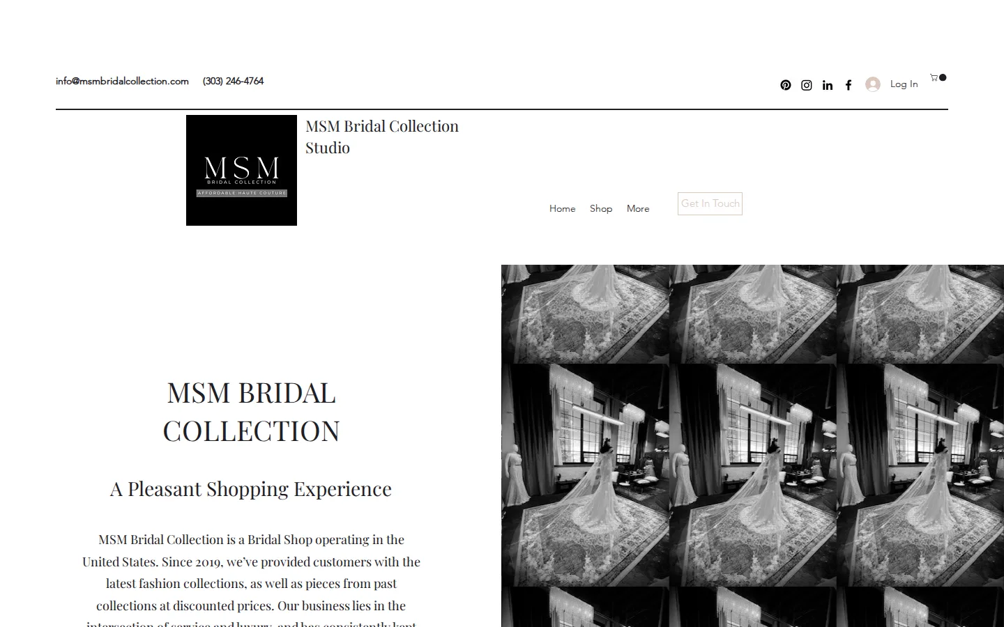 Captured website of MSM Bridal Collection Studio