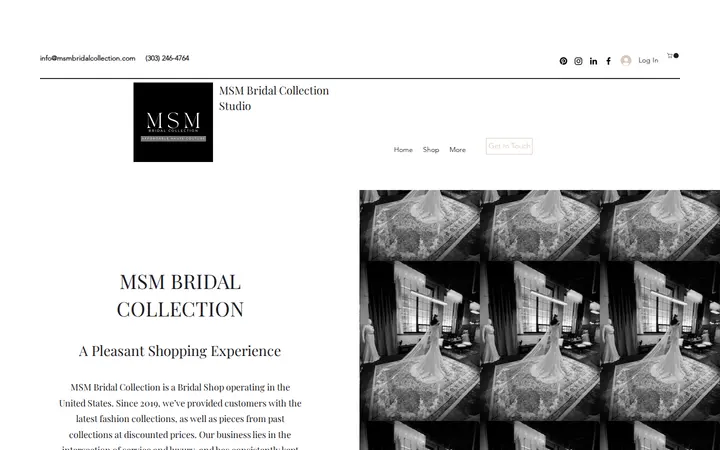 Website of MSM Bridal Collection Studio