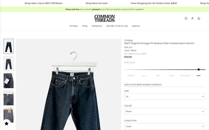 /collections/clothing-shop-all/products/nwt-original-vintage-fit-medium-rise-twisted-seam-denim-01cb3 — Common Threads Denver