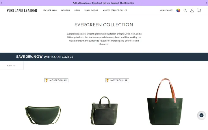 /collections/evergreen-collection — Portland Leather Goods, Larimer Square