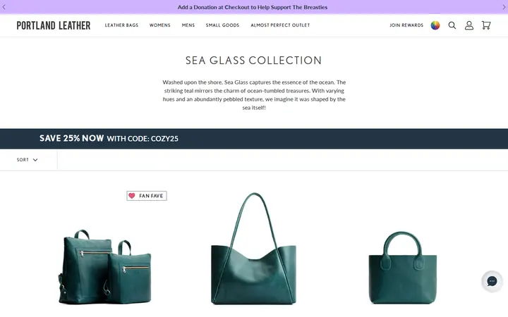 /collections/sea-glass-collection — Portland Leather Goods, Larimer Square