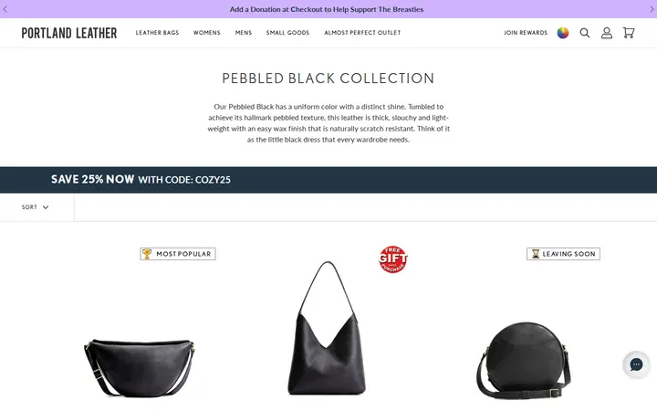 /collections/pebbled-black-collection — Portland Leather Goods, Larimer Square