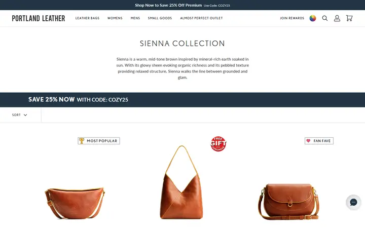 /collections/sienna-collection — Portland Leather Goods, Larimer Square