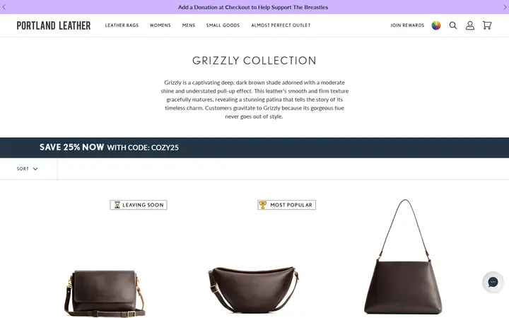 /collections/grizzly-collection — Portland Leather Goods, Larimer Square