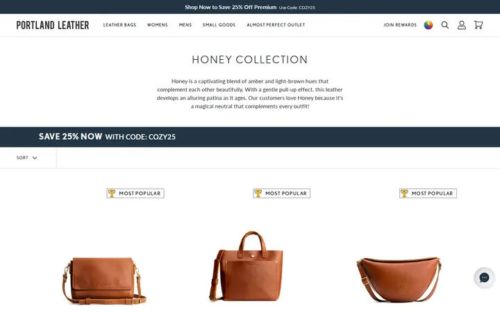 /collections/honey-collection — Portland Leather Goods, Larimer Square