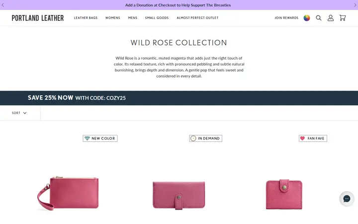 /collections/wild-rose-collection — Portland Leather Goods, Larimer Square