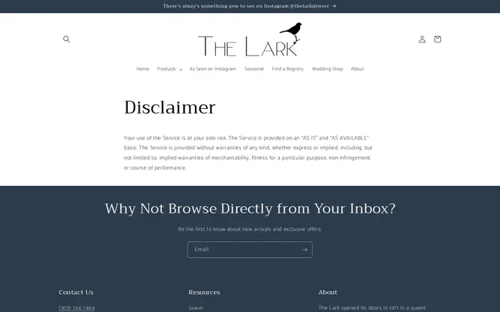 /pages/disclaimer — The Lark