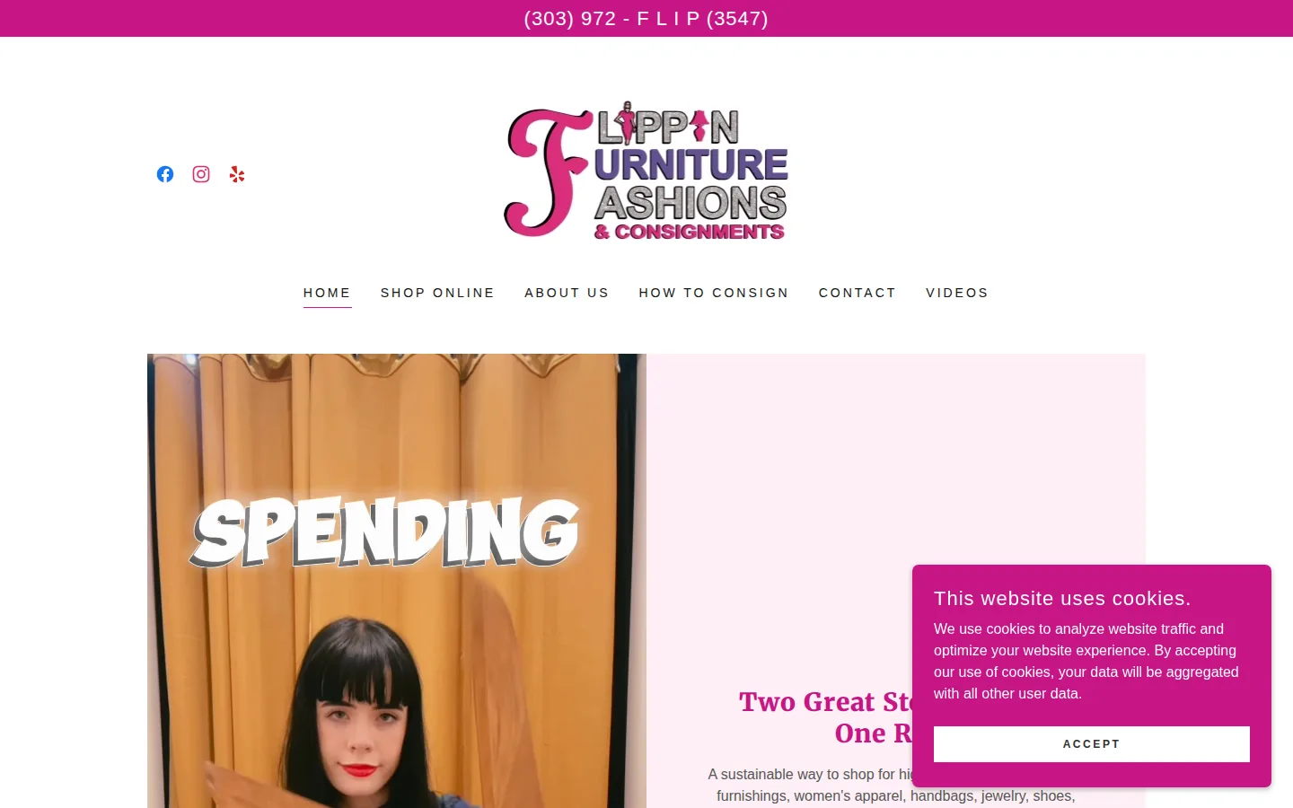 Captured website of Flippin Furniture & Fashion Consignments