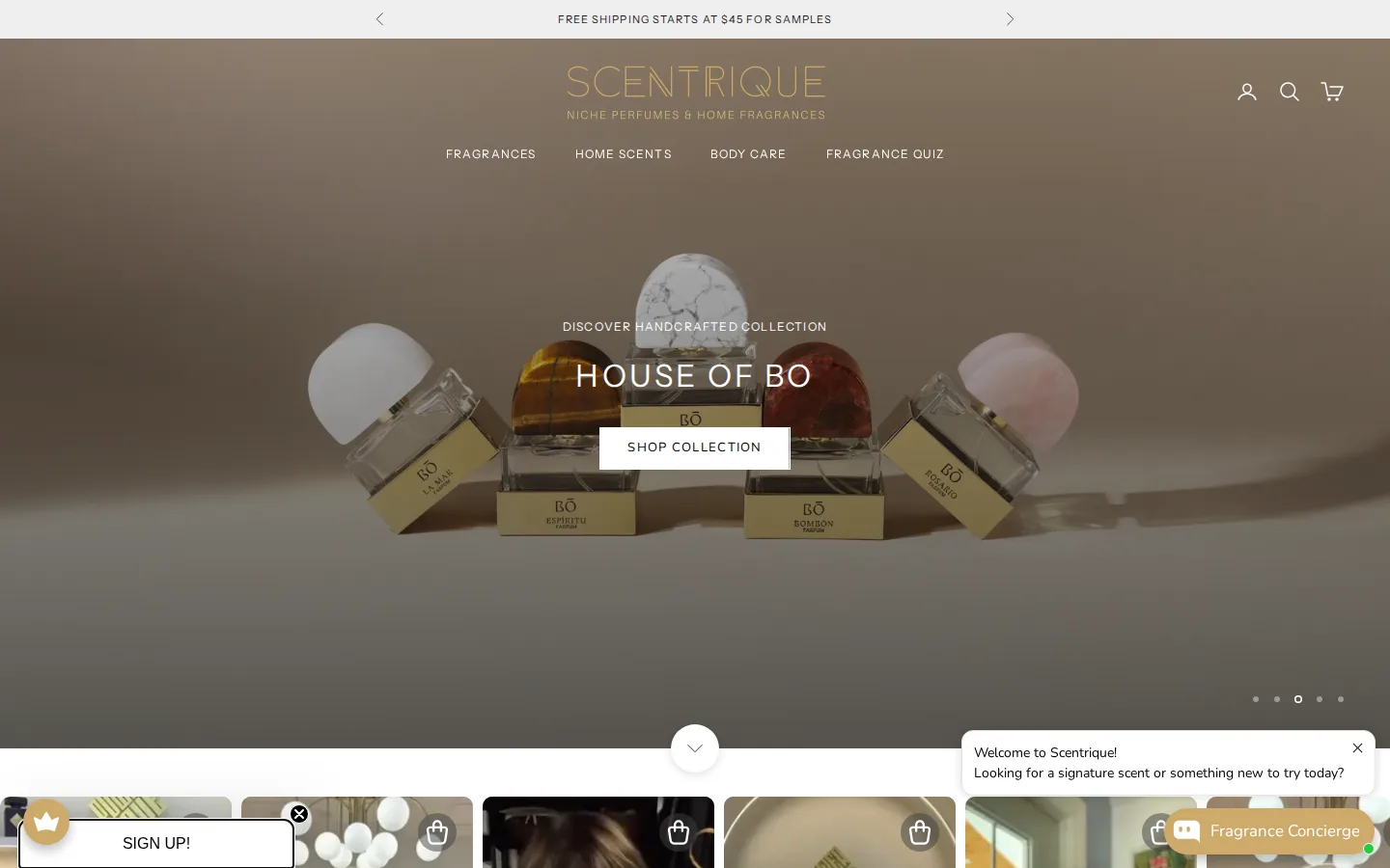 Captured website of Scentrique - Niche Perfumes & Home Fragrances Denver