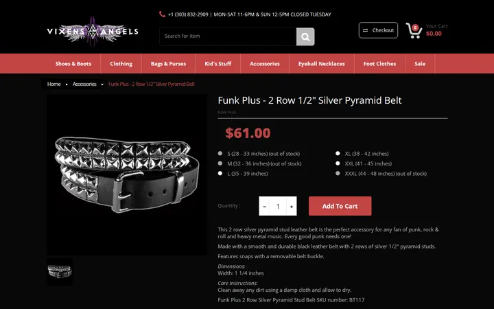 /collections/accessories/products/funk-plus-2-row-silver-pyramid-stud-belt — FashioNation