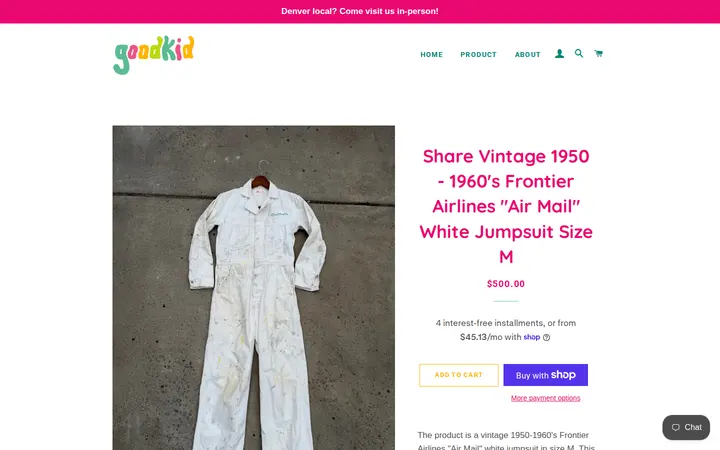 /products/share-vintage-1950-1960s-frontier-airlines-air-mail-white-jumpsuit-size-m — GoodKid
