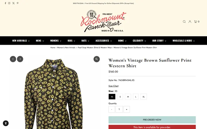 /collections/womens-new-arrivals/products/womens-vintage-brown-floral-print-western-shirt — Rockmount Ranch Wear Mfg Co