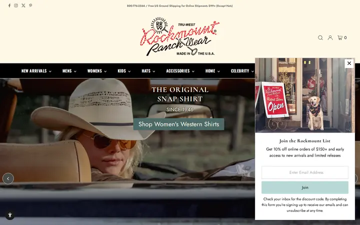 Website of Rockmount Ranch Wear Mfg Co