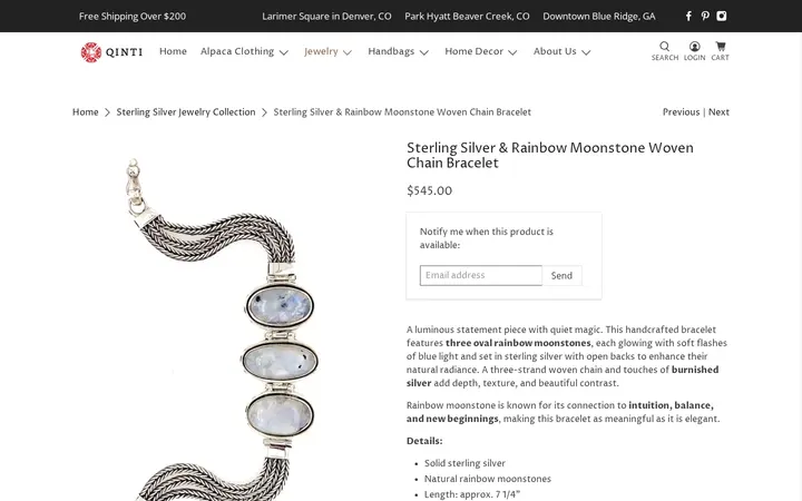 /collections/sterling-silver-jewelry-collection/products/sterling-silver-rainbow-moonstone-woven-chain-bracelet — QINTI - The Peruvian Shop
