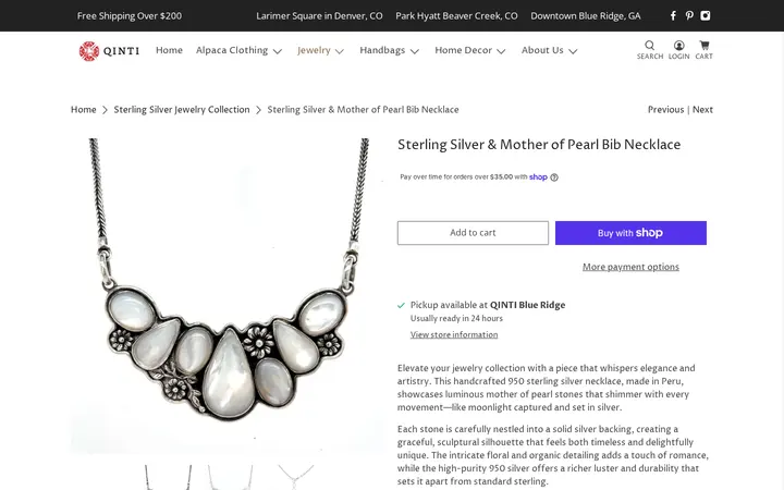 /collections/sterling-silver-jewelry-collection/products/sterling-silver-mother-of-pearl-teardrop-necklace-copy — QINTI - The Peruvian Shop