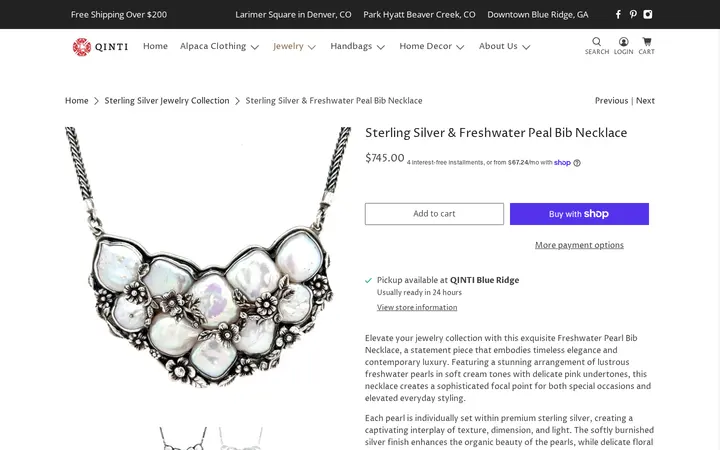 /collections/sterling-silver-jewelry-collection/products/baroque-freshwater-pearl-sterling-silver-bib-necklace-copy — QINTI - The Peruvian Shop