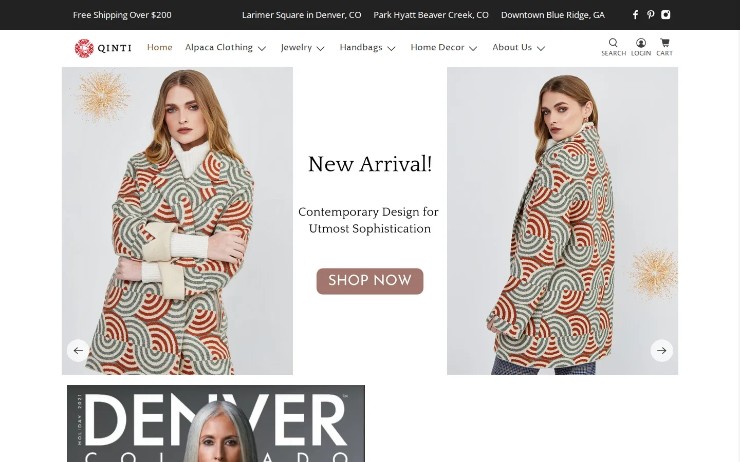 Captured website of QINTI - The Peruvian Shop