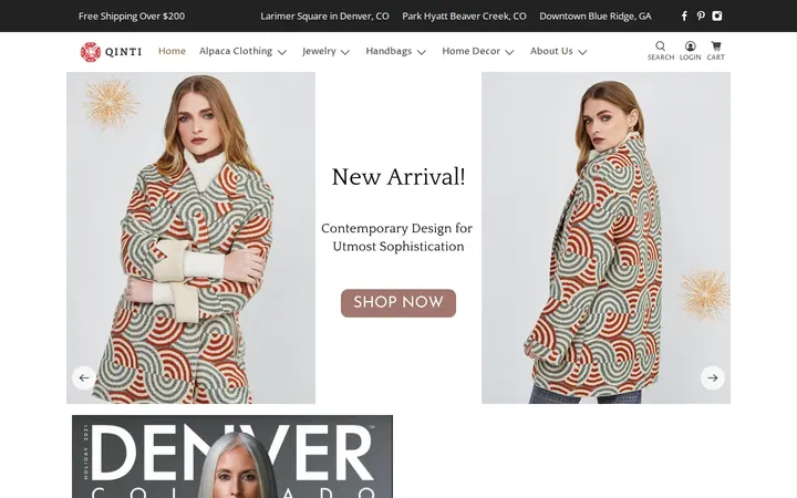 Website of QINTI - The Peruvian Shop