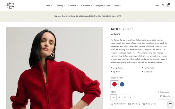 /collections/new-arrivals/products/tahoe-zip-up-1 — Margaret O'Leary