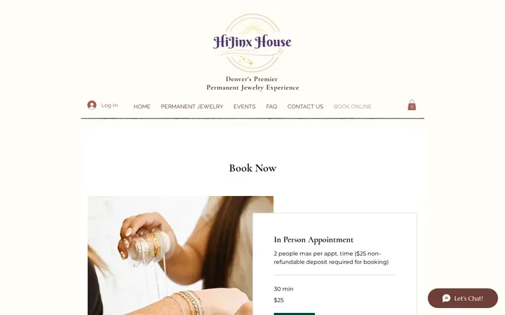 /book-online — HiJinx House Collective | Denver based mobile Permanent Jewelry