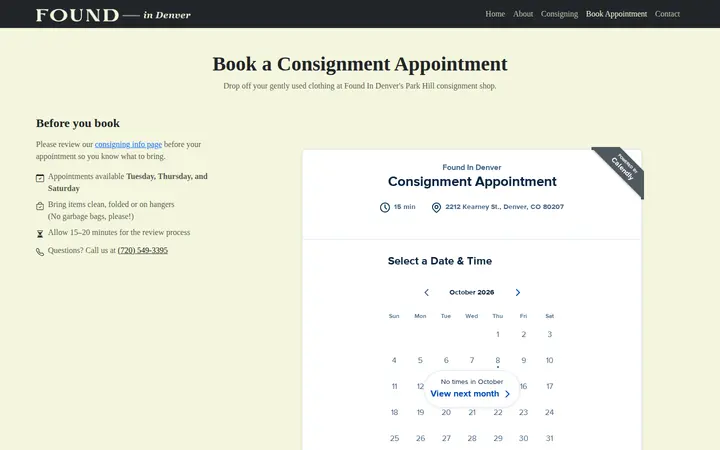 /appointments — Found In Denver