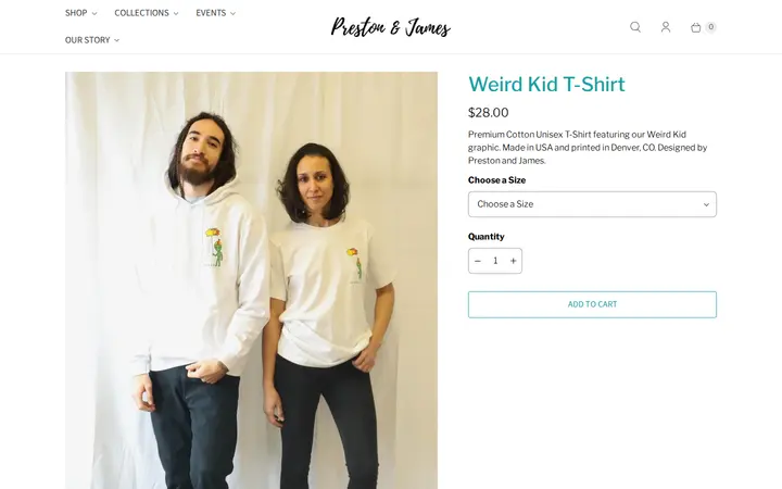 /collections/the-collection/products/weird-kid-t-shirt — Preston and James