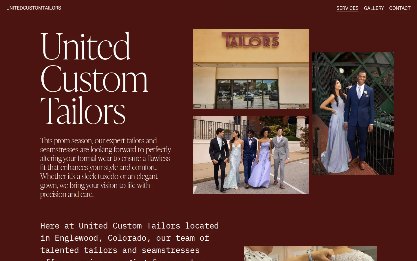 Captured website of United Custom Tailors