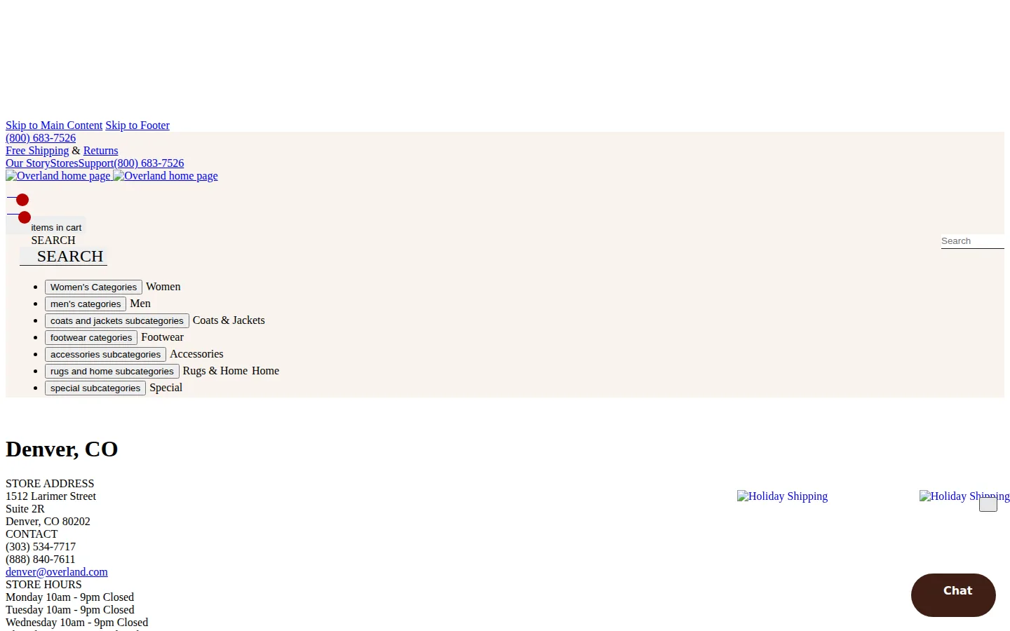 Captured website of Overland Sheepskin Co.