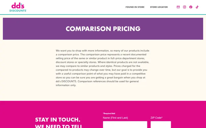 /comparison-pricing — dd's DISCOUNTS