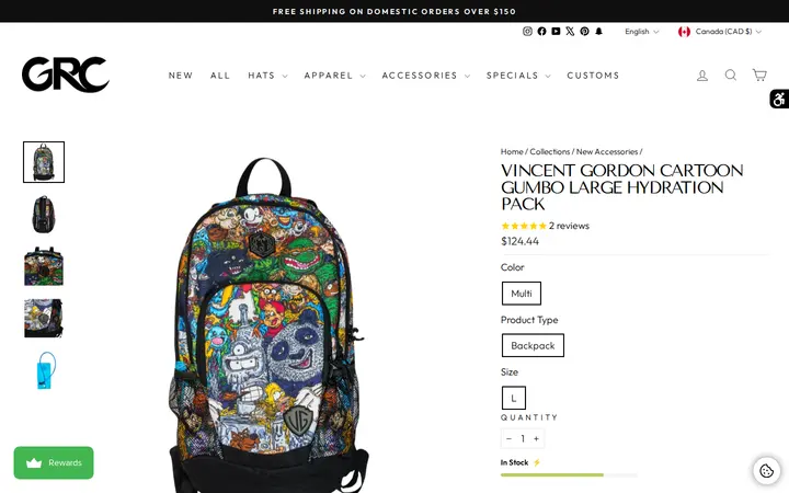 /collections/new-arrival-accessories/products/vincent-gordon-cartoon-gumbo-large-hydration-pack — Grassroots California