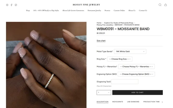 /collections/shop-inventory-collection/products/wbm0091-14ky-0-69ctw-single-prong-set-moissanite-band-1 — Moissy Fine Jewelry Denver ~ Moissanite & Lab-Grown Diamond Experts and Permanent Jewelry Store