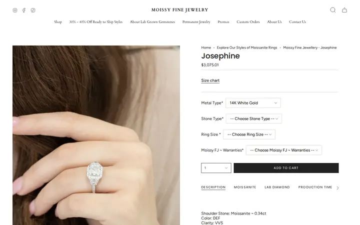 /collections/shop-inventory-collection/products/josephine — Moissy Fine Jewelry Denver ~ Moissanite & Lab-Grown Diamond Experts and Permanent Jewelry Store